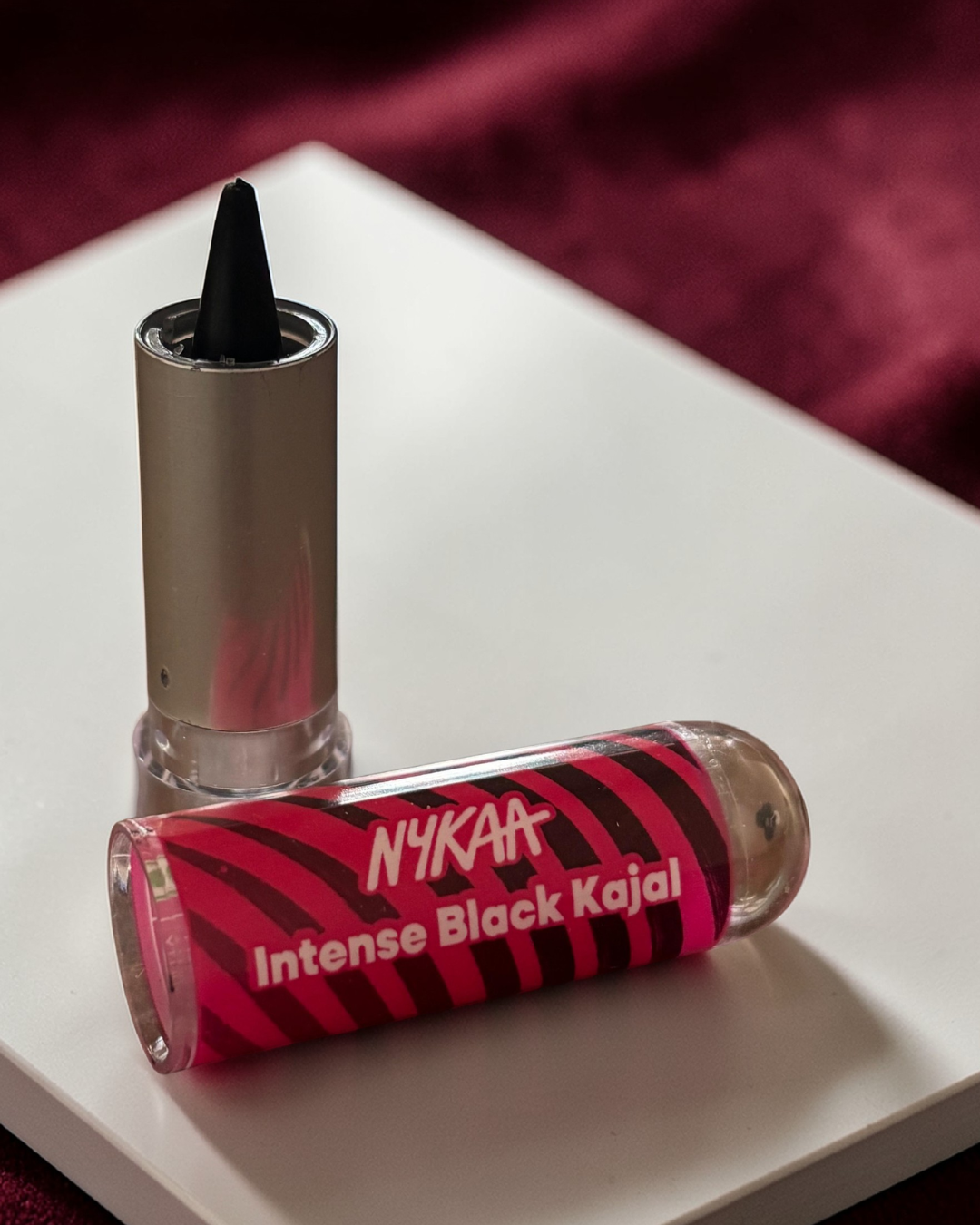 Nykaa Intense Black Kajal with packaging on a white surface